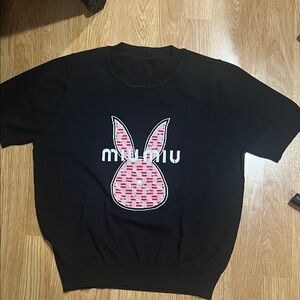 Stylish Black Top with Pink Bunny Design